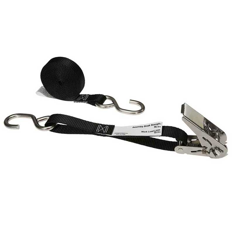 I X X, Black Stainless Steel Pollice Ratchet Strap cum S-Hooks
