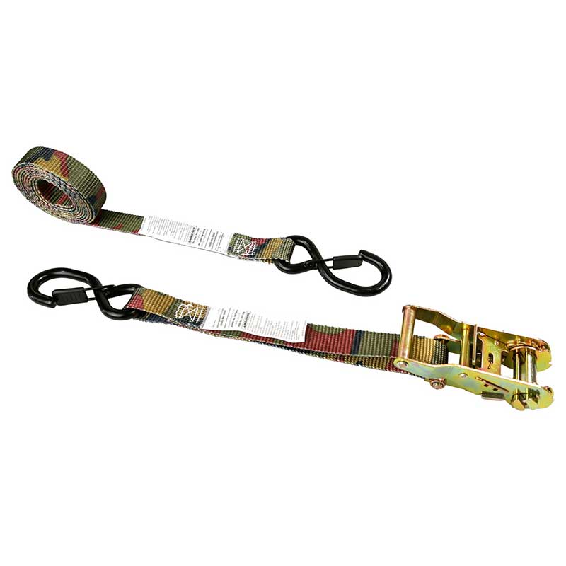 1 X 8' Camo Tree Sta Ratchet Strap cum Vinyl-coated S-Hook et Custos